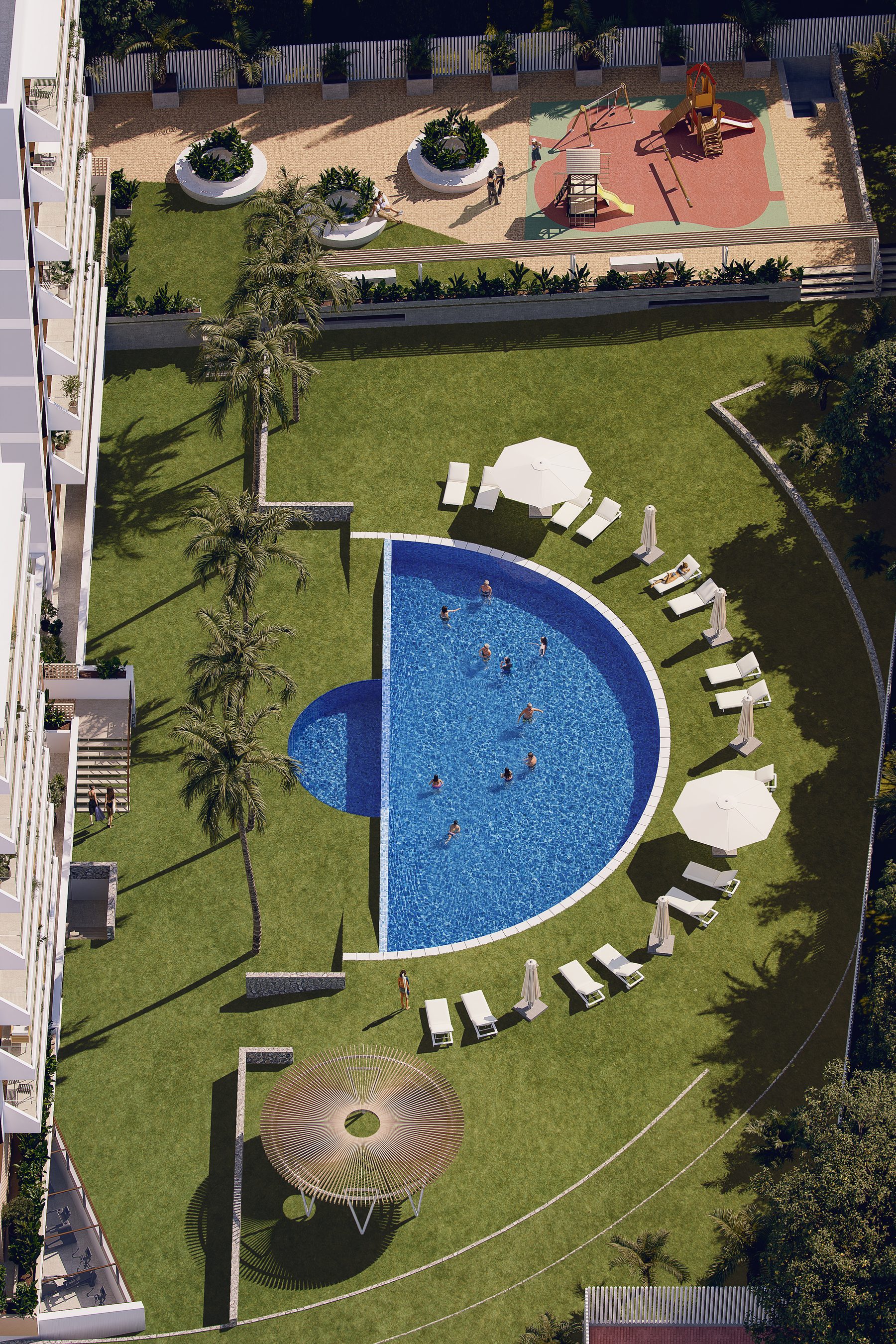 Dunara Towers common areas with pool and green space