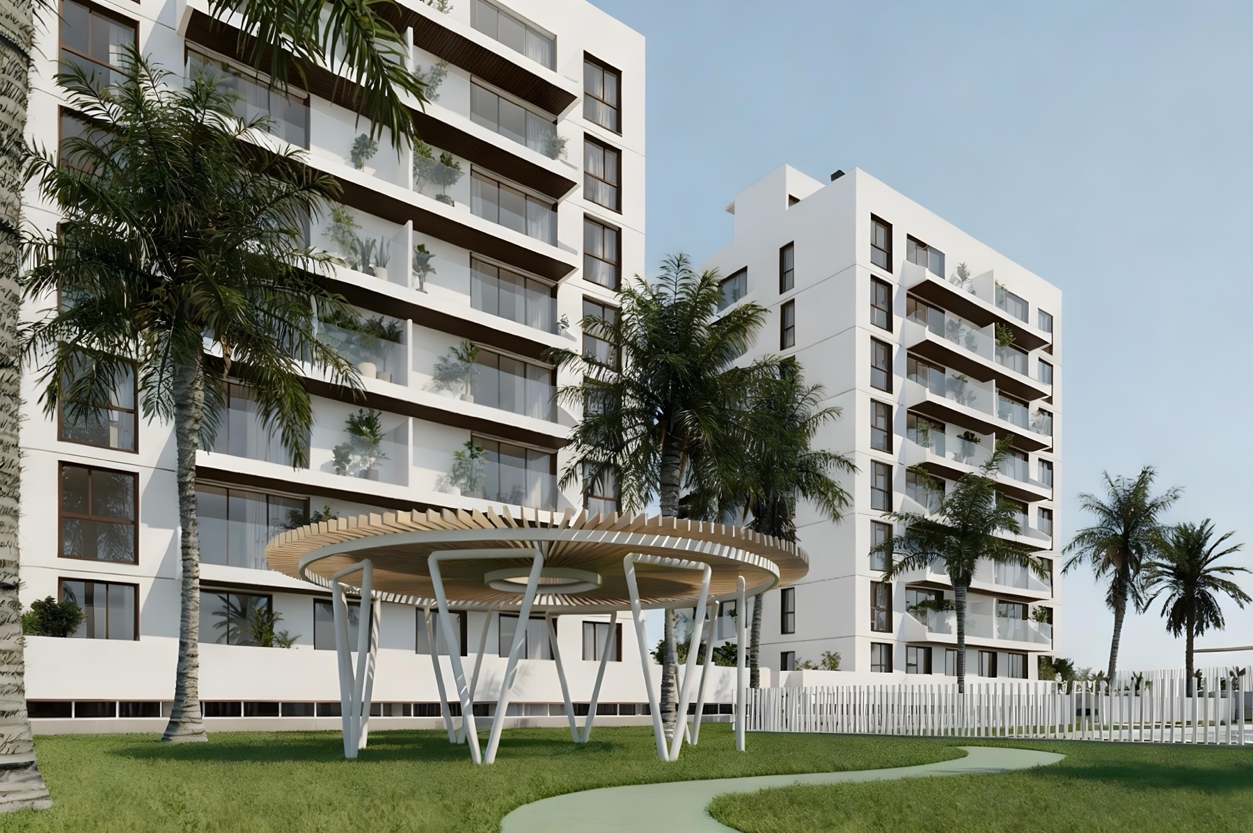 Daytime facade render of Dunara Towers