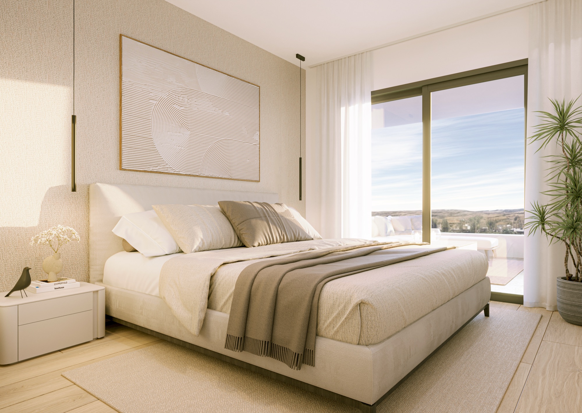 Bedroom render for La Hoya Sunset Apartments