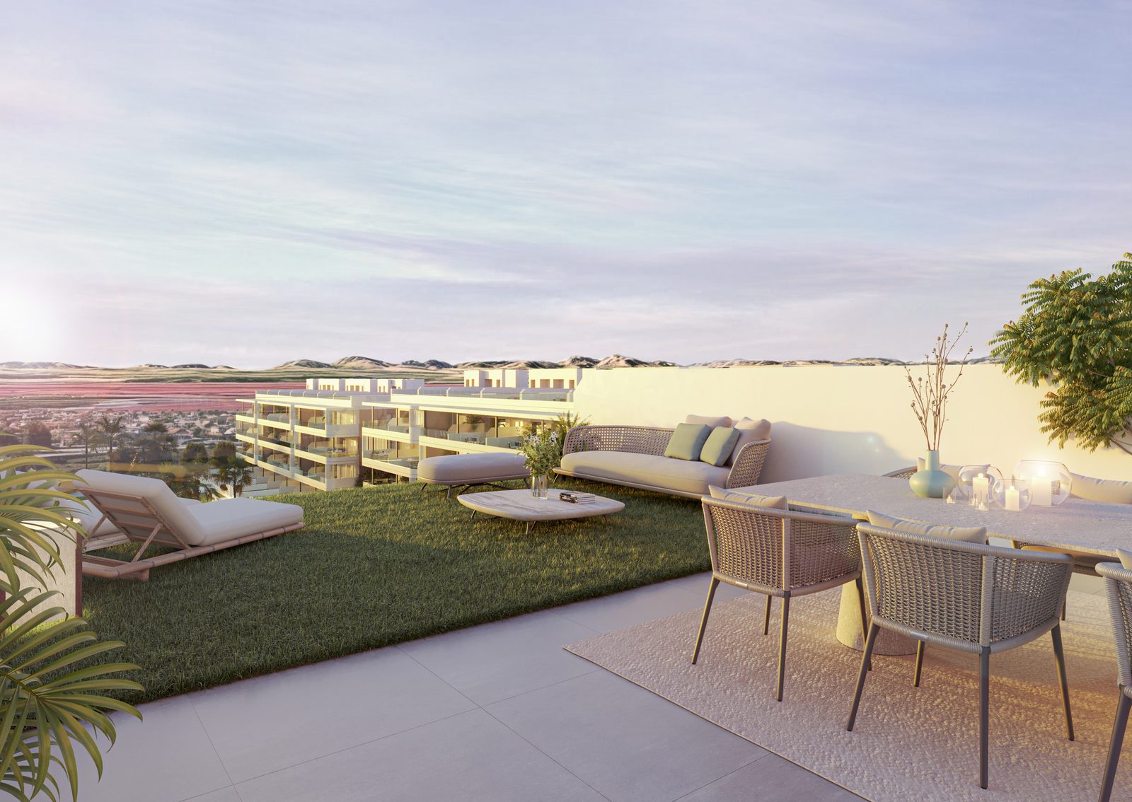 Solarium terrace render at La Hoya Sunset Apartments